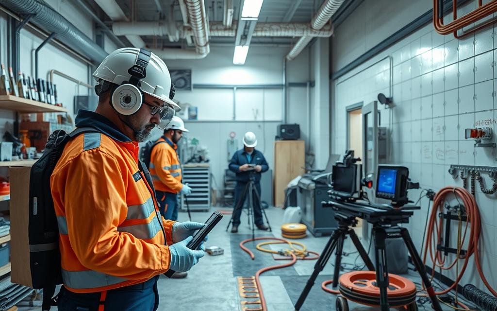 كشف تسربات المياه الكترونيا وبدون تكسير